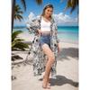 Women's Viscose Printed Kimono Cardigan Loose Long Beach Cover Up Robe, Flowy Open Front Shirt for Vacation 0981