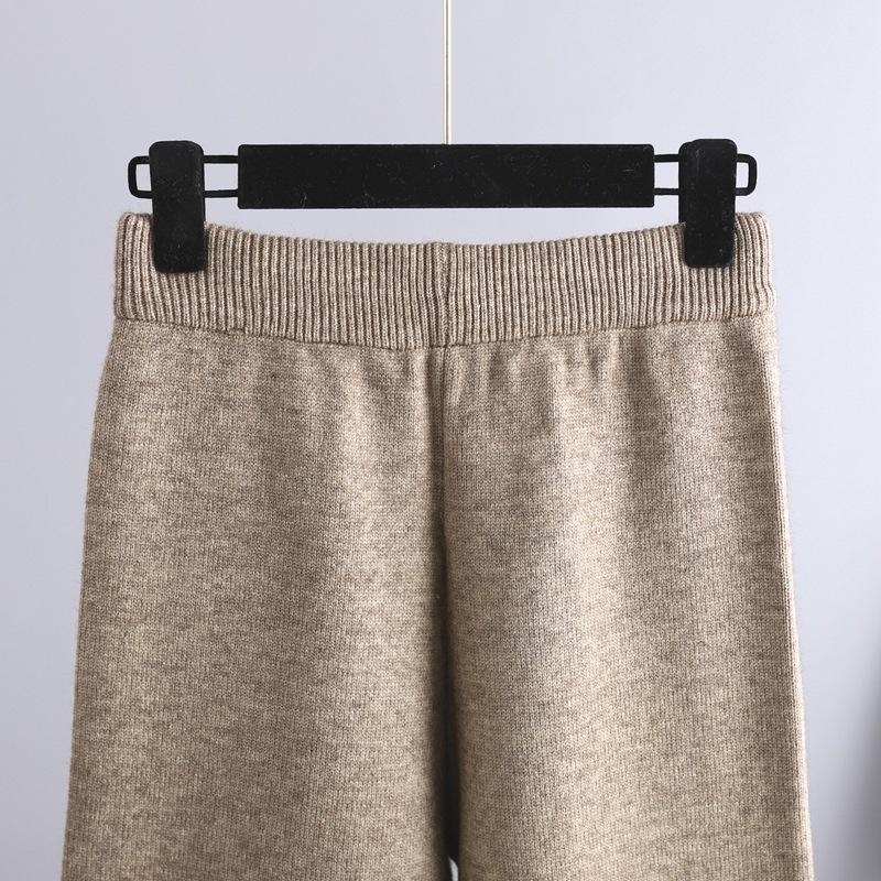 Autumn and Winter Women's Sweater Set Knitted Thickened Loose High Neck Sweater Wide Leg Pants Two-piece Set