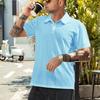 Camisas Lisas de Poliéster com Malha Pequena e Gola Polo de Manga Curta Masculinas