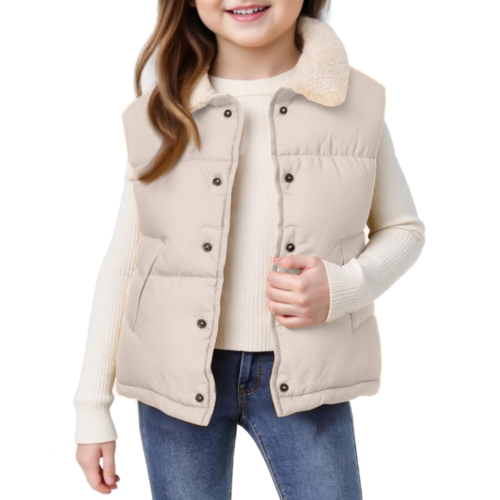 

Kids Stand Collar Vest - Solid Color Sleeveless 110 бежевий