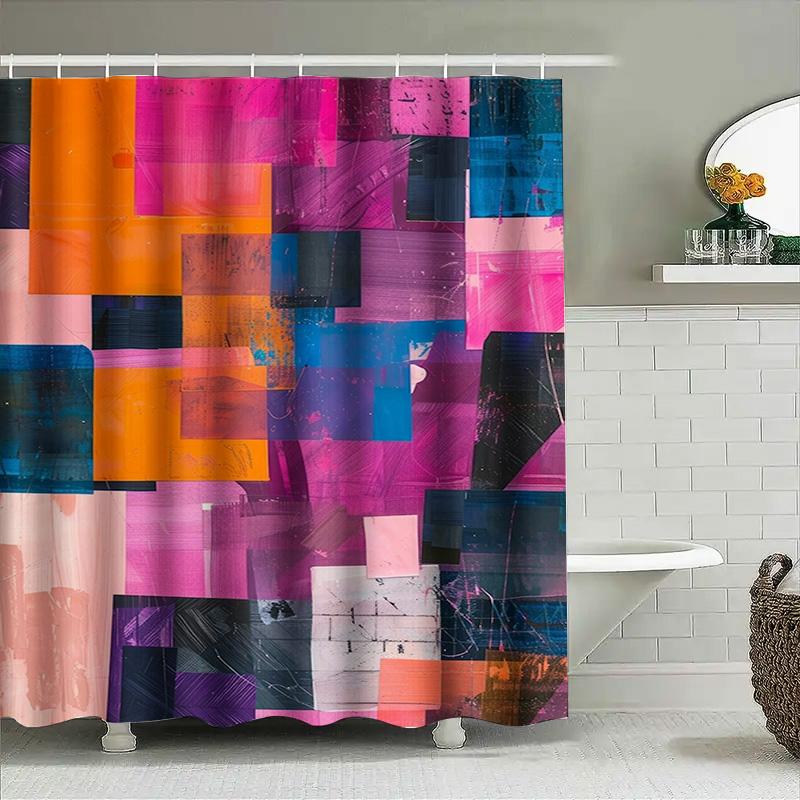 Colorful Modern Shower Curtain Abstract Design Bath Decor for Home Decoration Waterproof Fabric Available in Multiple Sizes on A
