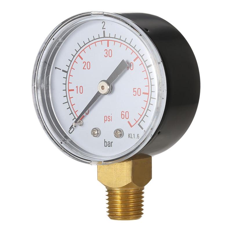 50mm Pool Filter Water Pressure Hydraulic Pressure Gauge Meter Manometer 1/4" NPT Thread Double Scale Glycerin Filled Meter