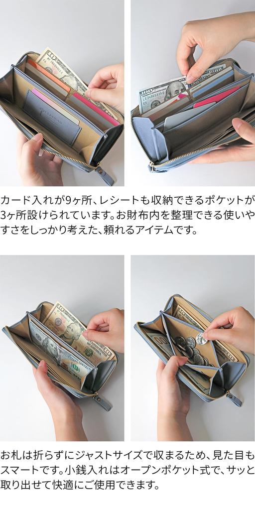 Credolan Long Wallet with Round Genuine Zipper, Leather, Gray, CR-CL3890-GY