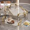 Clear Plastic Serving Tray PET Material with Handles Versatile Dining Tea Serving Platter for Home Restaurant Cafe Decorate
