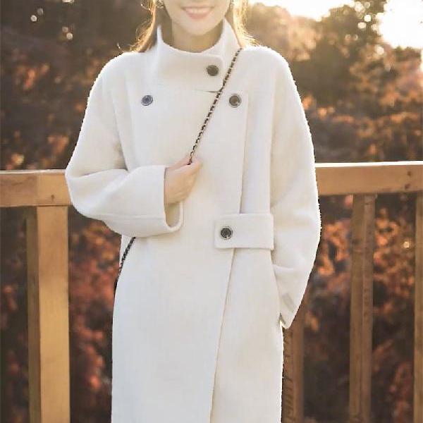 Women's 2025 Wool Coat: New Korean Hepburn Style Stand-Up Collar Long Coat for Autumn/Winter