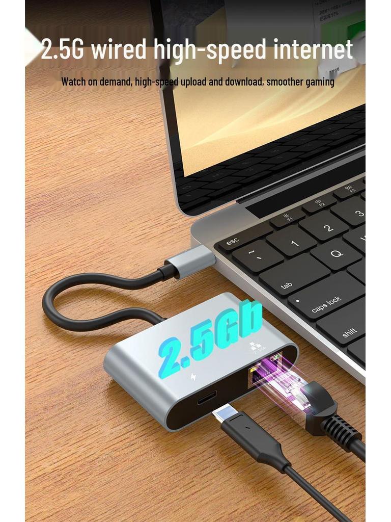 USB-C Netzwerkkarte mit PD-Stromversorgung für Mobiltelefon, Tablet, Laptop, Switch, Spielekonsole