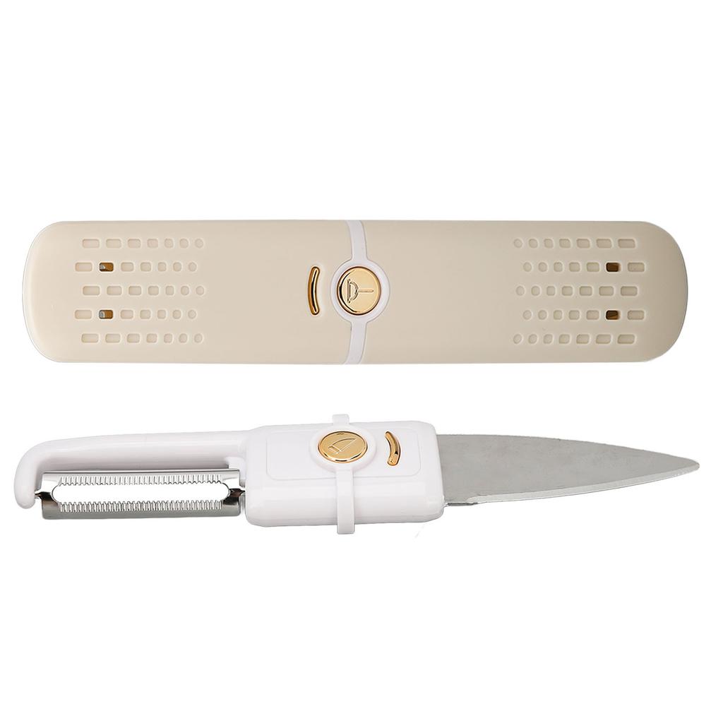 2 in 1 Fruit Peeler Double Head Stainless Steel Peeling Slicing Knife for Kitchen Beige