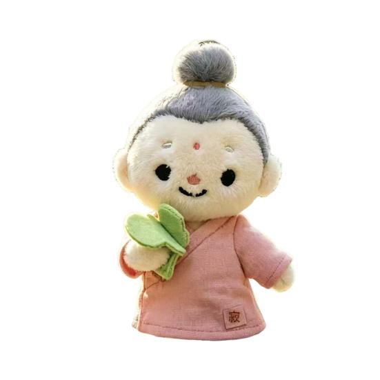 Cute Buddhist Monk Plush Keychain, Cartoon Little Monk Stuffed Animal Pendant, Zen Figure Key Ring Charm for Bag Backpack, Gift for Men Women E