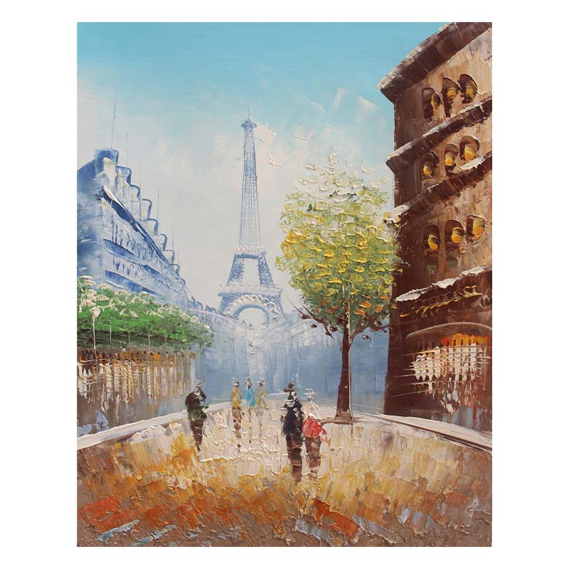 Nordic Vintage Oil Painting Eiffel Tower Black and White Landscape Painting Canvas Print Wall Art Picture for Living Room Decor