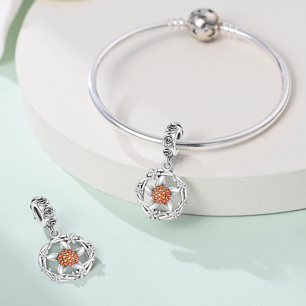 Original Charms Copper Floral Hanging Decorations Plants Beads Fit Bracelet Women Jewelry Making Diy Gift