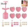 Kitchen Tools for Desserts Hand-Pressure Moon Cake Mould Set, 6 Interchangeable Cookie Pumpkin Pie Molds Cutters Design, Plastic Biscuit Press