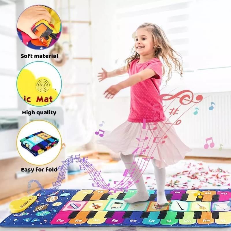Tapete Vibrante de Piano Dupla Face para Bebês Para Educação Infantil Desenvolvimento Sensorial