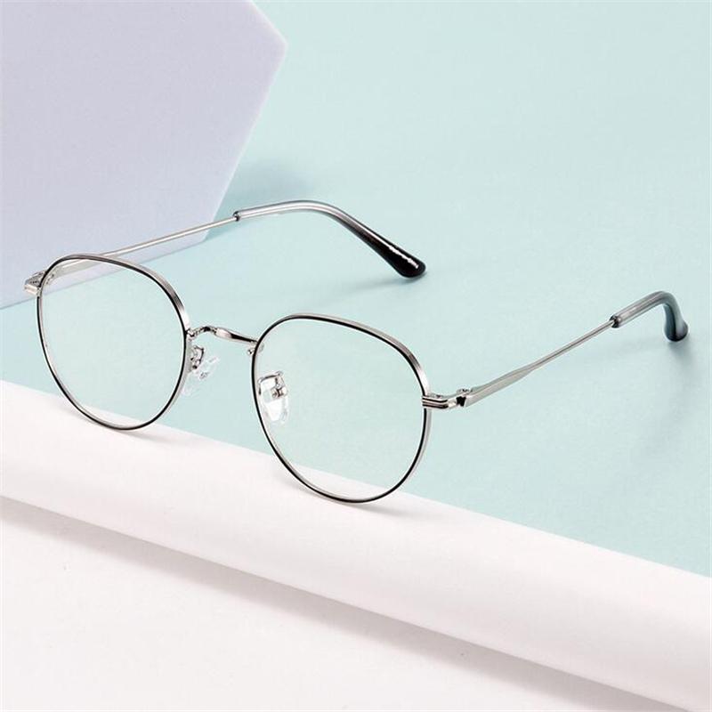 Blue Light Blocking Oval Glasses Women Metal Polygon Short Sight Eyewear Prescription Spectacles 0 To 4