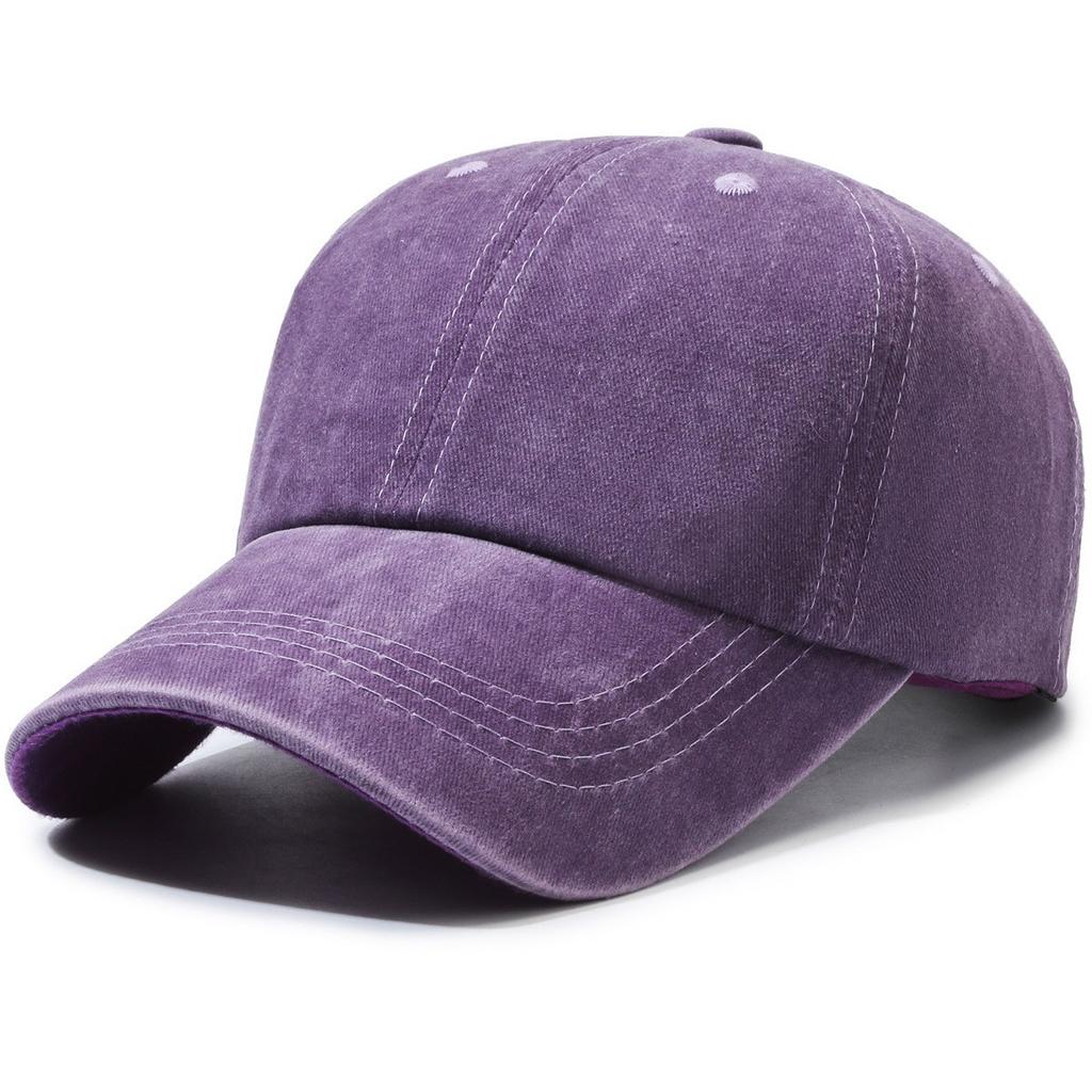 Processed Pure Color Washed Baseball Cap for Men and Women, Same Style Fashioneasiest for Match Small Single Processing Large Head Circumference