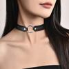 Donker Metalen Ring Zwarte Leren Choker Ketting Dames Kraag Leer Touw Punk Rock Trend