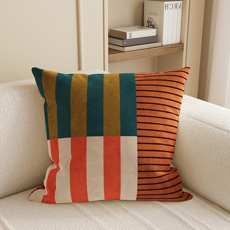45x45cm French Style Throw Pillow Covers with Insert, Linen Blend Decorative Cushions for Sofa Bed Living Room