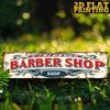 Vintage Barber Shop Metal Sign 4x16 - Rustic Wall Decor, Red Blue Swirls, Barber Pole
