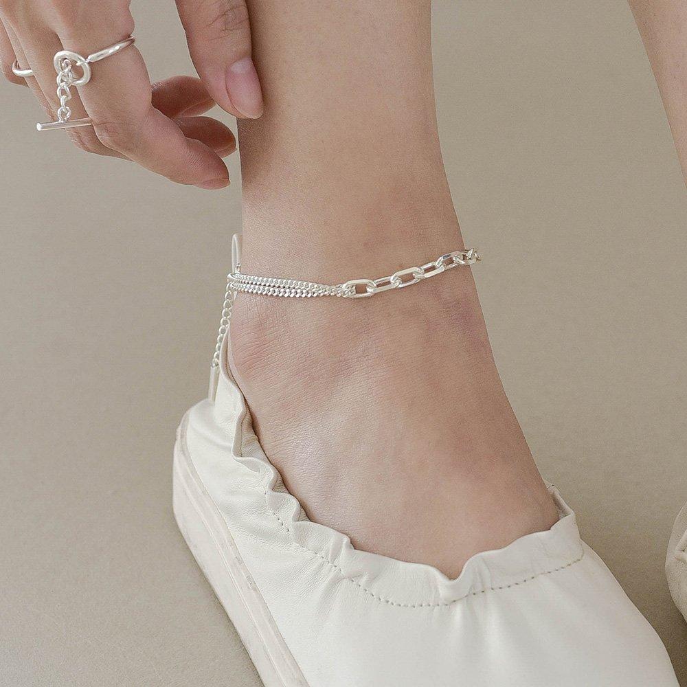 925 Silver Clip Mixed Chain Silver Bracelet Unique Point Two-row Bracelet