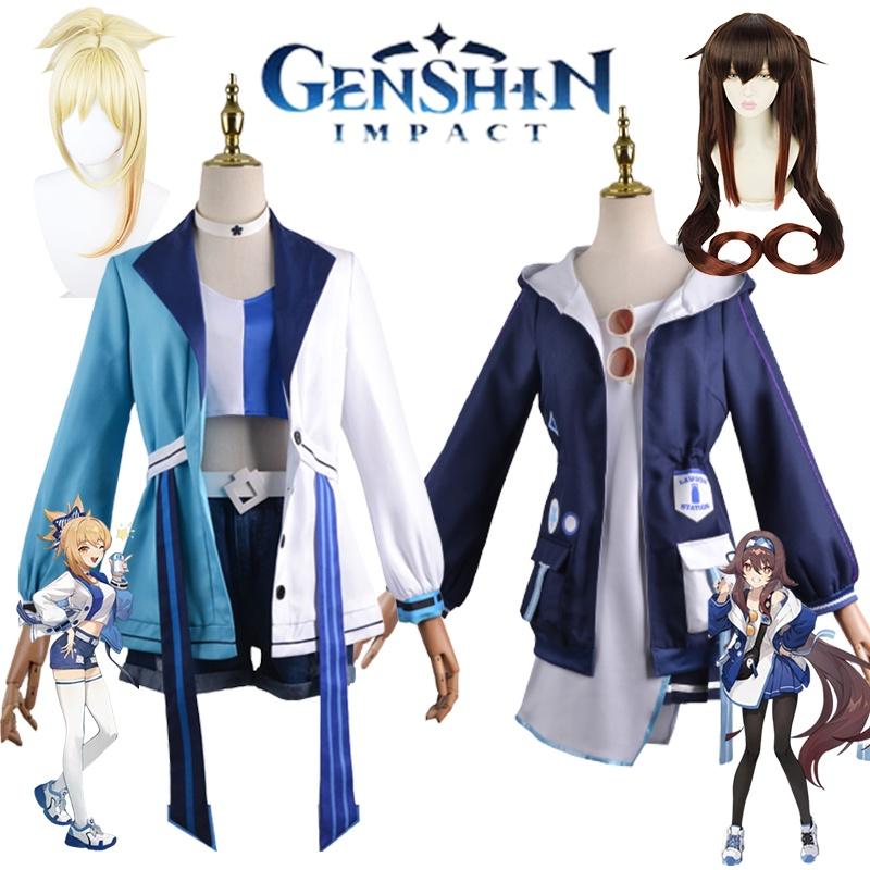 Genshin Impact Hutao Yoimiya Cosplay Costume Wig For Halloween
