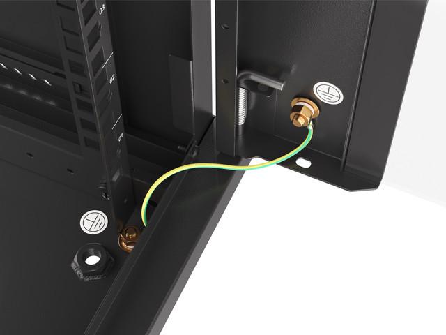 Szafa Instalacyjna Wisząca 19'' 4U 600X600mm Czarna (drzwi Szklane)