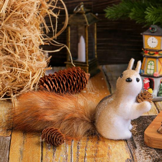 Artificial Squirrel Christmas Hanging Ornament Holiday Pendant Home Wall Decor Christmas Tree Decoration