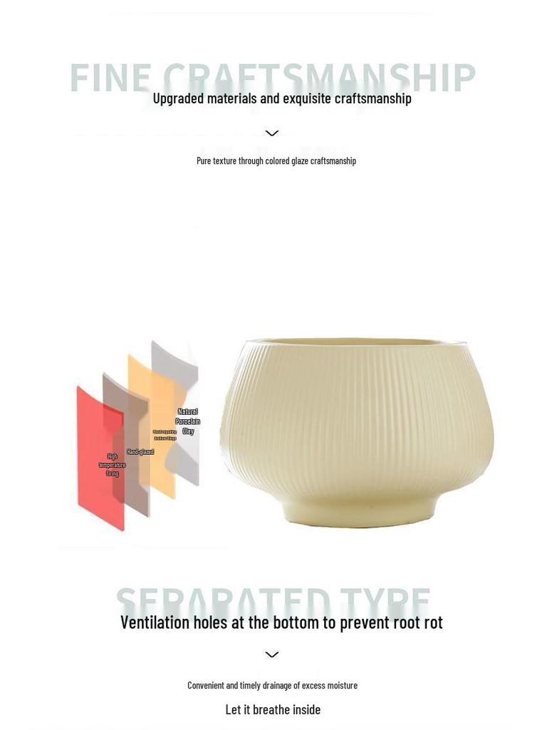 Ceramic Flower Pot with Tray for Orchids and Succulents