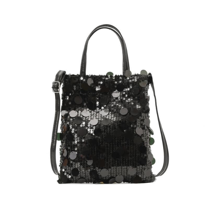 Women Sequined Bucket Handbag Retro Fashion Daily Commute Crossbody Shoulder Bag