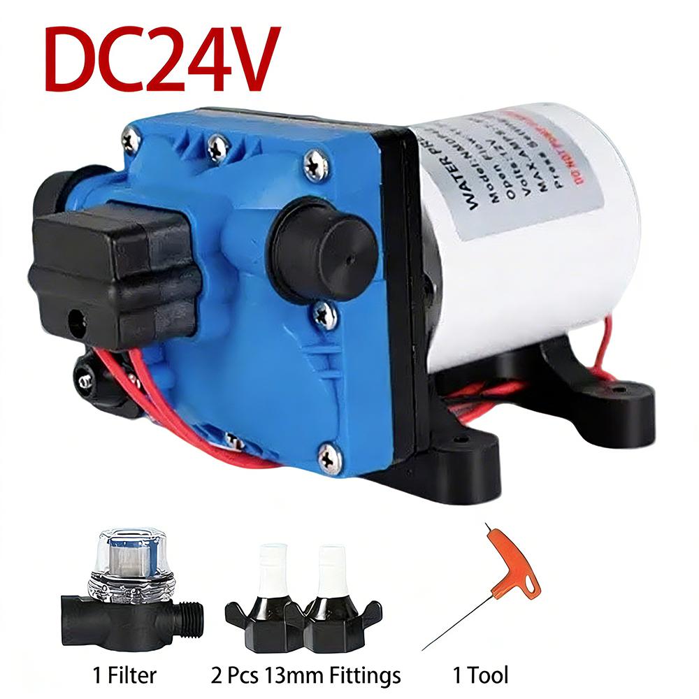 RV Water Pump - 12V/24V Self-priming Booster Pump - Horizontal Marine DC Miniature Electric High-pressure Diaphragm Pump