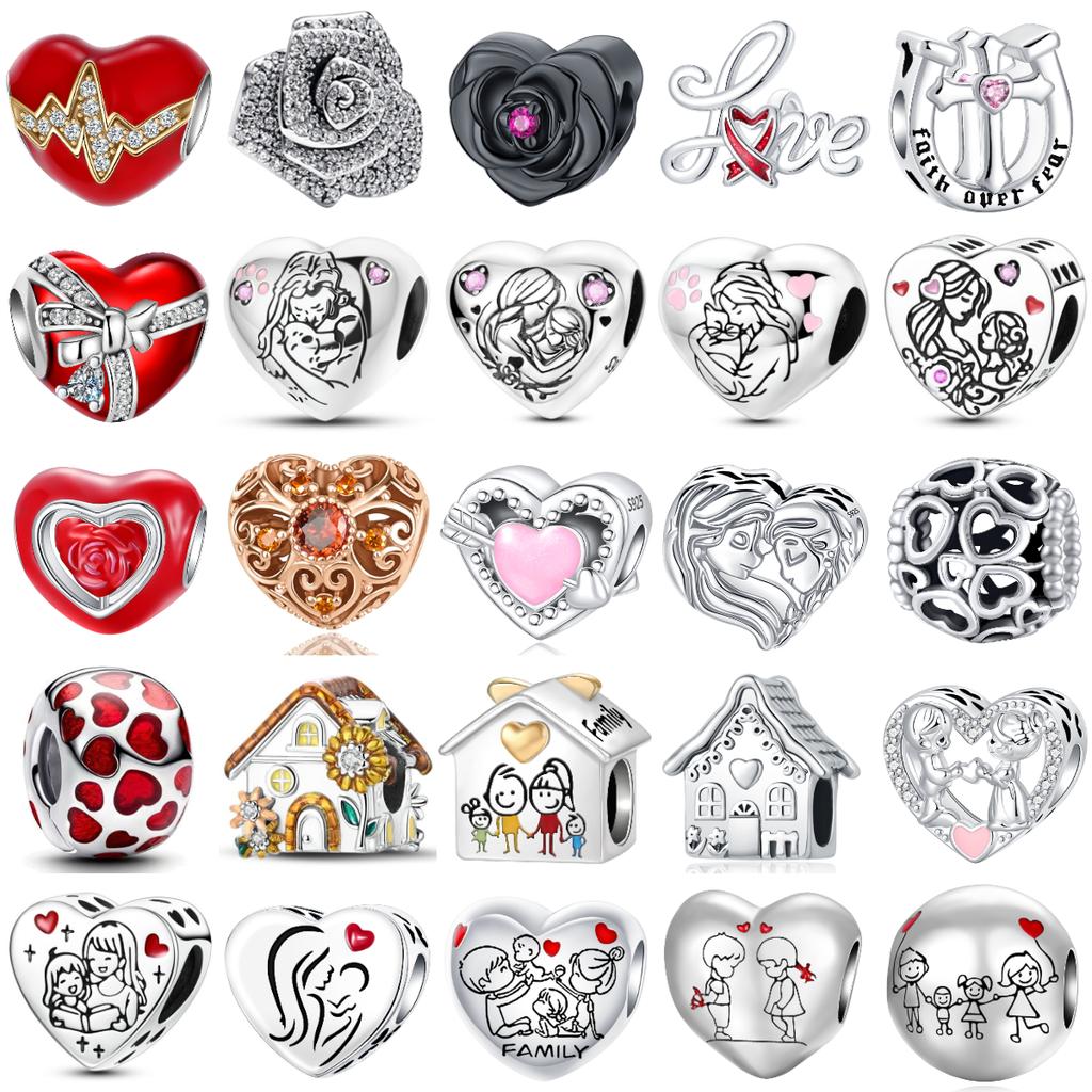 Neue herzförmige Anhänger Kupfer Blume Ewige Liebe Perlen Passen Original Armbänder Halskette Für Frauen DIY Schmuck Geschenk