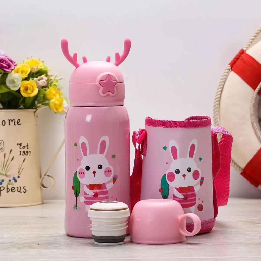 500ML Cute Unicorn Thermos Bottle Stainless Steel Thermal Mug Bouncing Lid Water Cup for Children Girls Gifts Portable Drinkware