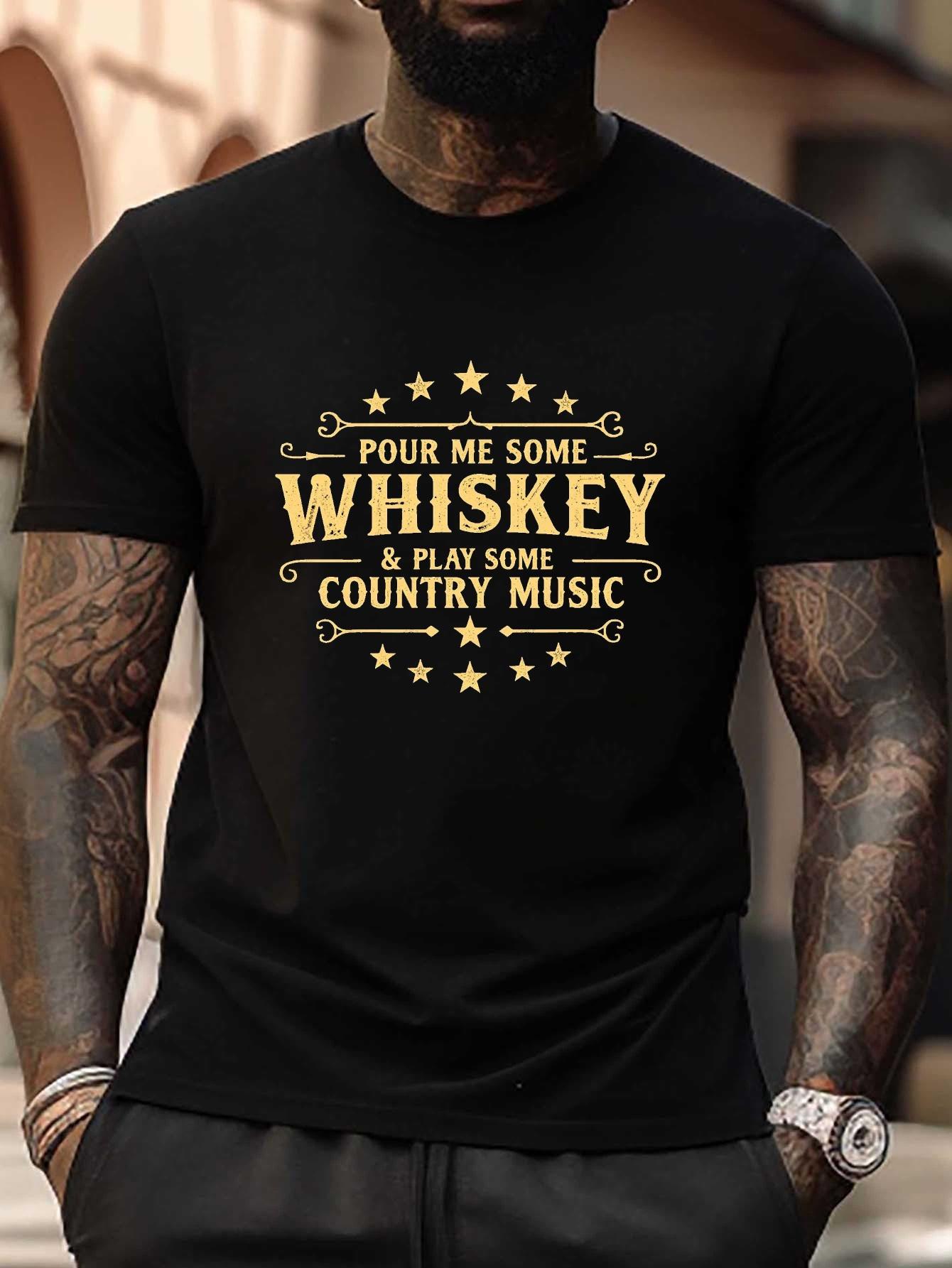 T-shirt with Golden Typography Featuring Whiskey And Country Music S
