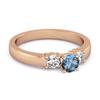 London Blue topaz Elegant Three Stone Ring - 925 Sterling Silver Rose Gold Vermeil