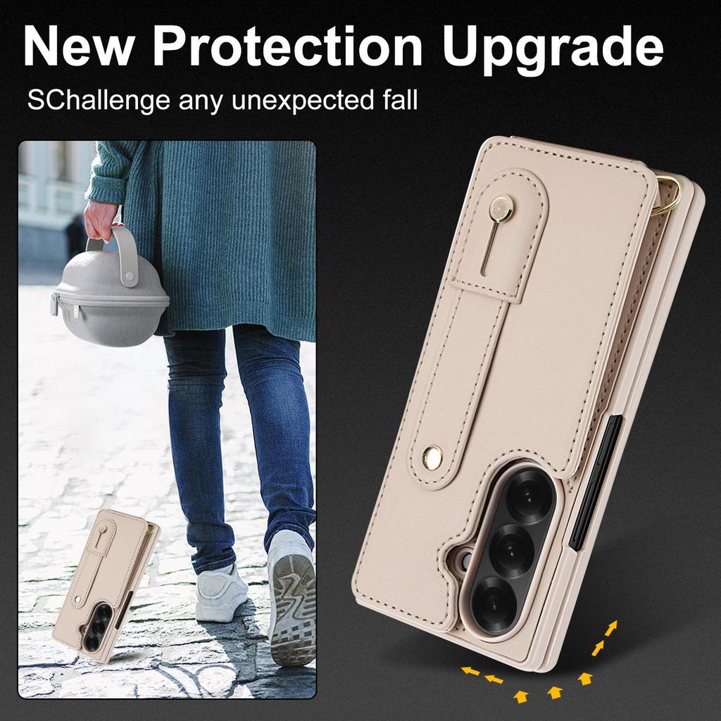 Compatible Samsung Z Fold7 Crossbody Case: Fits Fold6/5/4, with Wrist Strap & Card Holder.