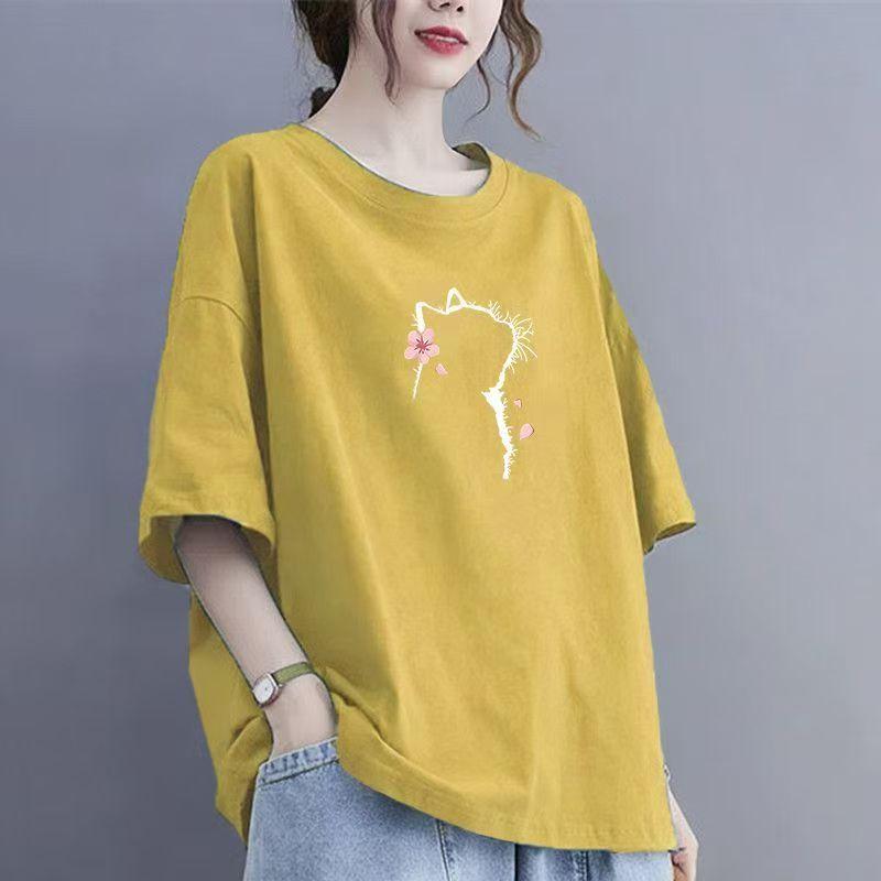 Summer Women Cotton Short-sleeved T-shirt Women Loose Tops