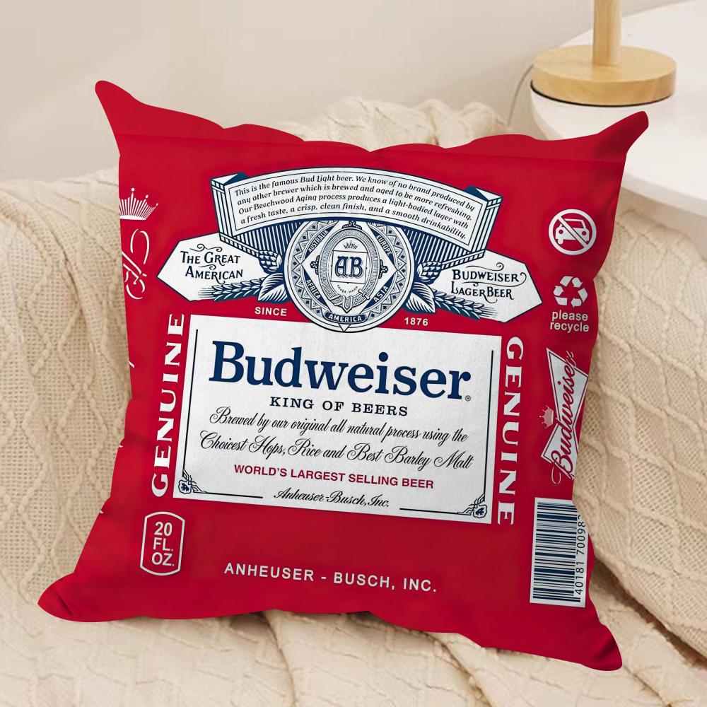 BBudweiser BBudvar Czech Cushion Cover Silky Short Plush DoubleSided Printed Pillow Case for Sofa All Seasons Home Decor Gift