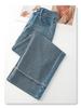 Women's Blue High-Waisted Loose Draping Denim Pants, 2025 Spring Straight-Leg Versatile Wide-Leg Design.