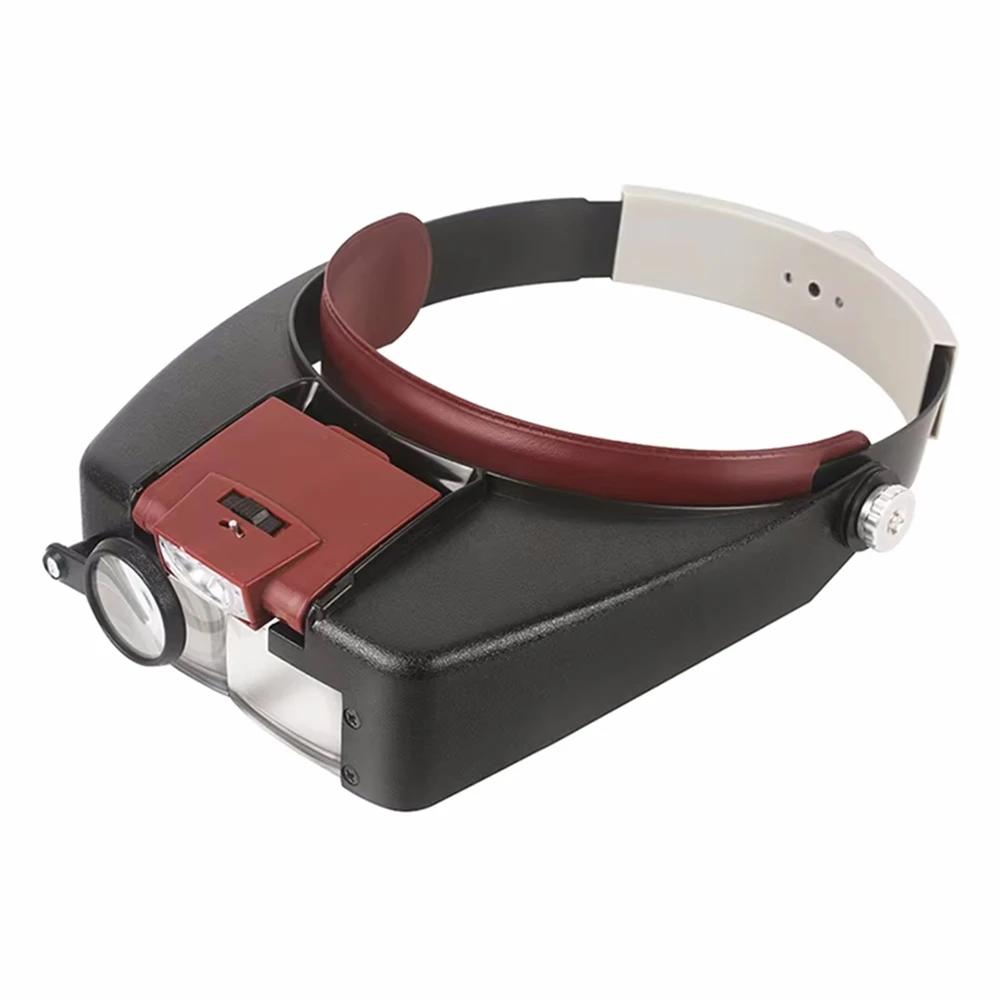 10X Headband Glasses Magnifier Adjustable Size LED Magnifier Loupe Glasses For Reading Optivisor Magnifier Illuminated