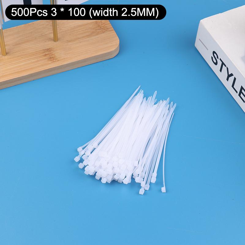 100/500 Stück Selbstverriegelnde Kabelbinder Kunststoff Nylon Verstellbar Kabel Befestigungsschlaufe Zuhause Büro Draht Reißverschlussbinder