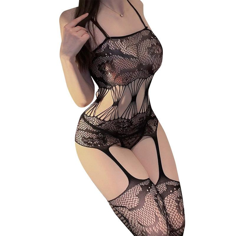 Sex Underwear Suspender One-piece Netwear Set Transparent Sexy Open Temptation Sex Socks Uniform Temptation