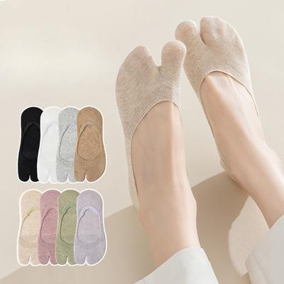 Female Summer Thin Cotton Solid Color Do Not Fall Off The Heel Non Slip Shallow Mouth Invisible Toe Socks