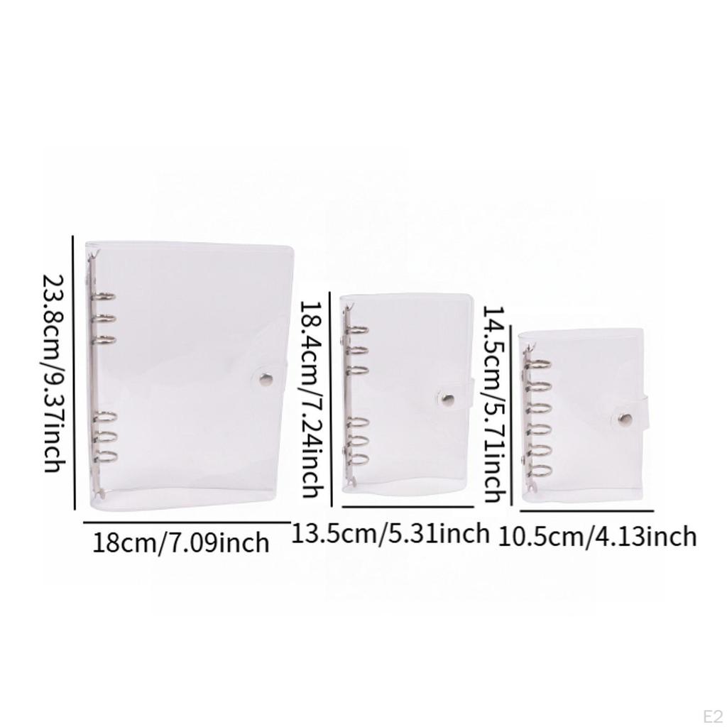 3 Pieces Binder Planner Cover PVC Transparent Notebook Protector Refillable Loose Folder Organizer