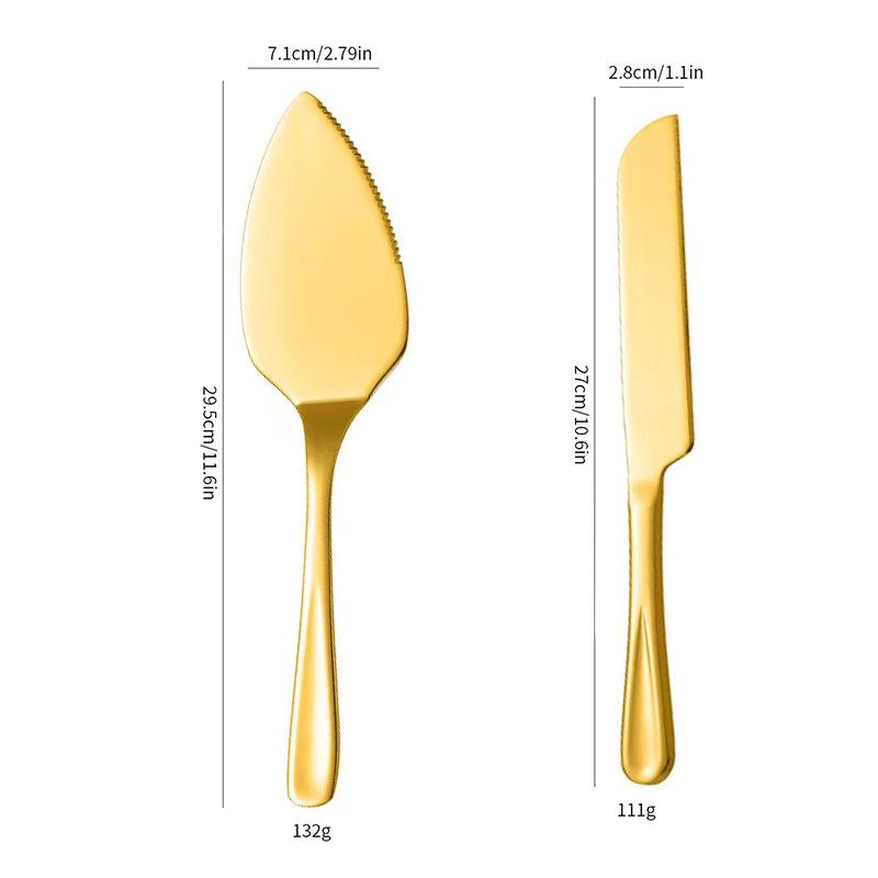 Lotus Pattern Stainless Steel Cake Knife & Spatula Set - 2-Piece for Birthday Cakes & Pizza in Gift Box