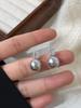 Classic real hemp color high-end strong light pearl sterling silver square diamond stud earrings temperament simple earrings women