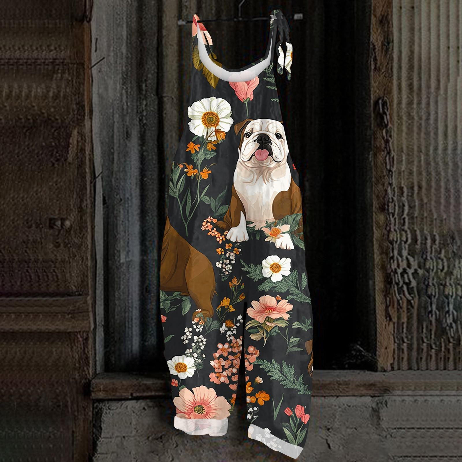 

Женский комбинезон с рождественским принтом, повседневный свободный винтажный комбинезон из хлопка и льна XXXL коричневый