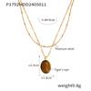 British Retro Minimalist Luxury Y2K Oval Tiger Eye Pendant Necklace