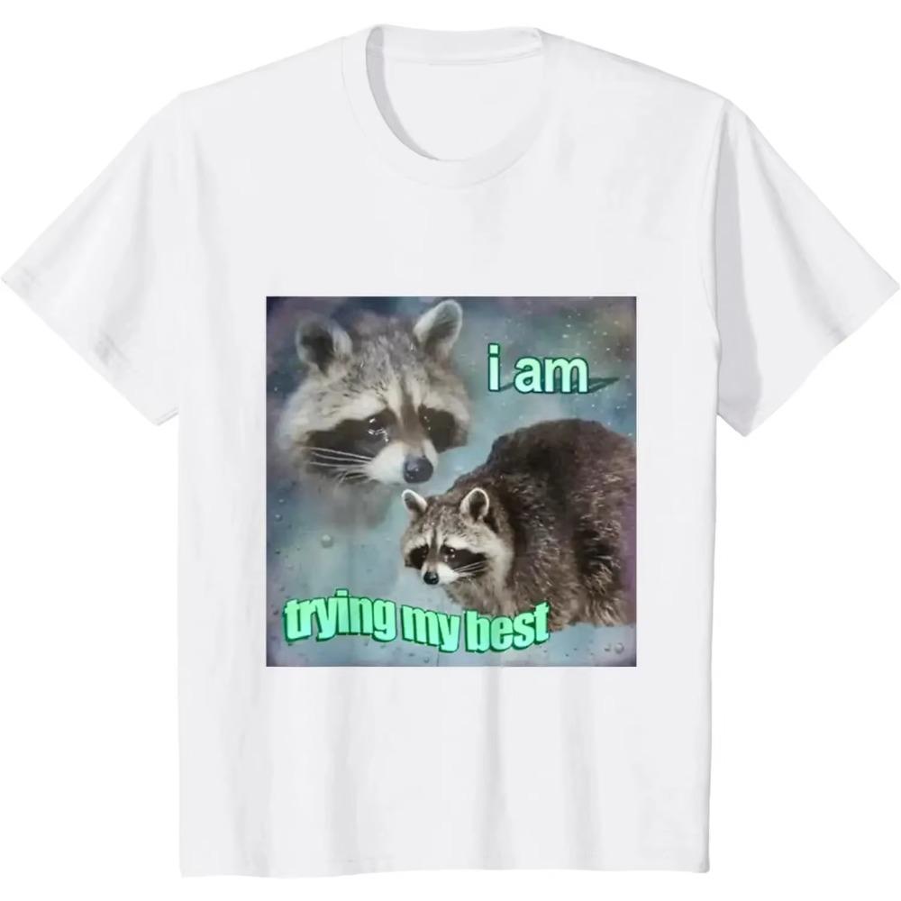 Funny 3 Racoon Moon Howling Raccoon Head Funny for Men Women Kid T-Shirt Casual Cotton Daily Four Seasons Tees Tshirt Streetwear