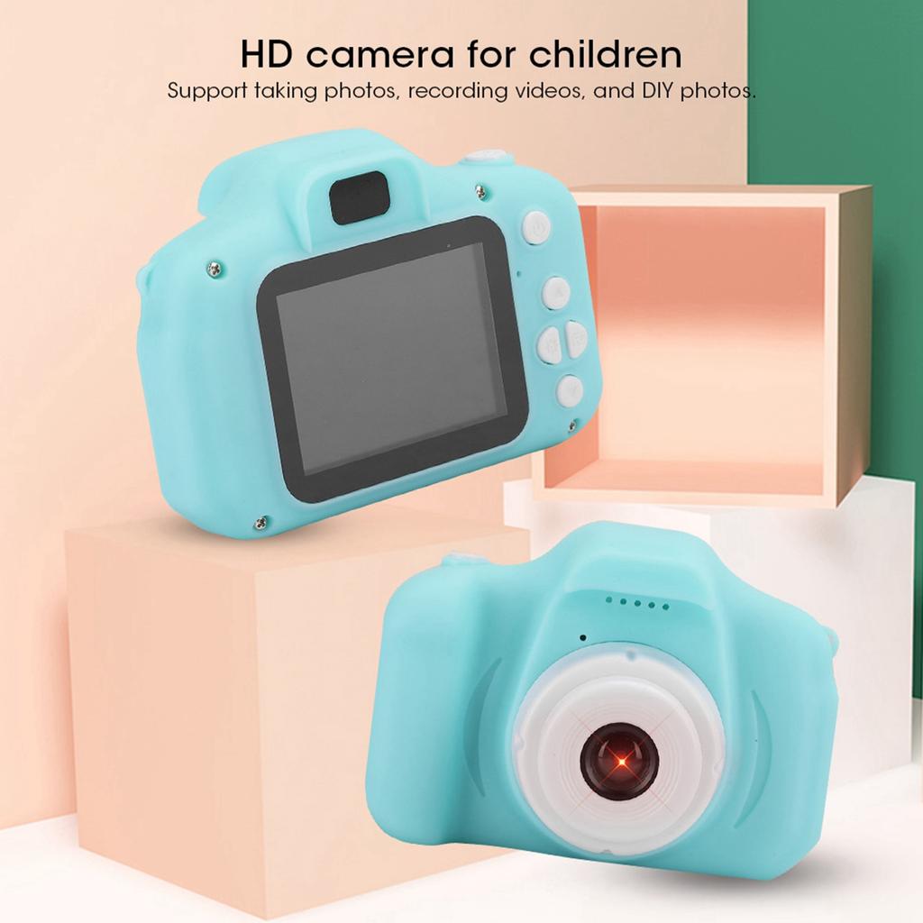 HD Cartoon Digital Video Camera Toy DIY Photos Video Recording for Children KidsGreen