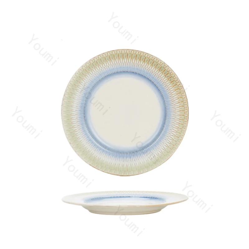Light Luxury Circular Ceramic Plate High End Restaurant Steak Plate Home Delicious Dishes Dining Plates Unique Tableware
