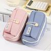 Korean Style Solid Color Canvas Pencil Case - Perfect for Students