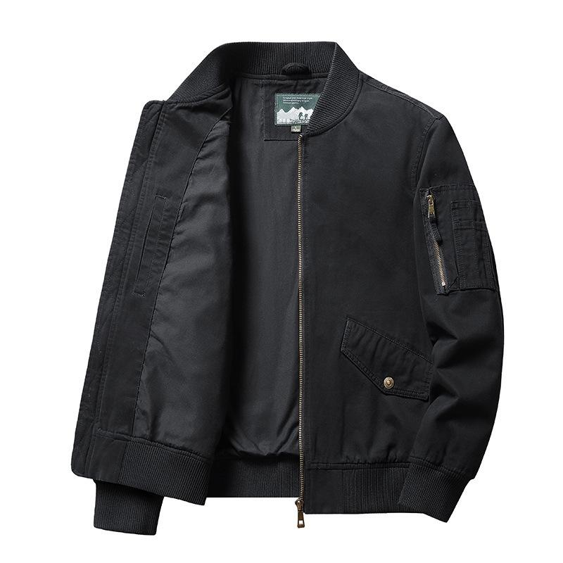Casual Jacket Men's Middle-aged Thin Pilot Baseball Jersey Men's Spring and Autumn Short Stand-up Collar Tooling Jacket
